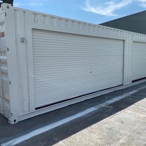 White Storage Container with Roller Doors